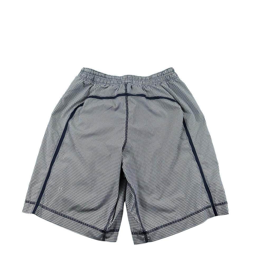 Lululemon Pacebreaker Performance Lined Running Shorts Blue White Checked Mens S